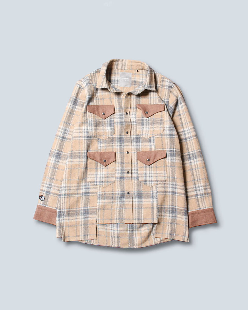 LIBEIRO タータンドロップチェックシャツ袖丈65cm - シャツ